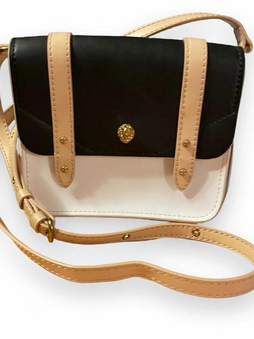 Anne Klein Colorblock Crossbody Bag Black & Beige
